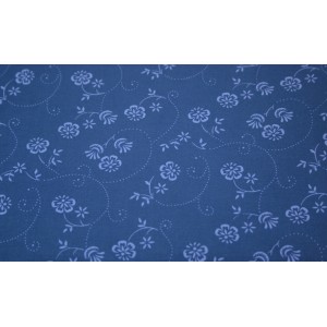 10cm österreichischer Dirndldruck Streublumen Ton in Ton Blumenranken hellblau /  RAUCHIGES MITTELBLAU (Grundpreis 29,00/m)
